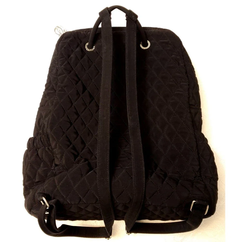 Vera Bradley Essential Classic Black Microfiber Backpack Quilted Bag Purse